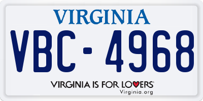 VA license plate VBC4968