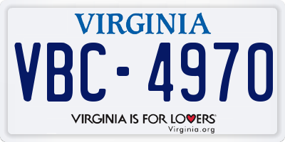 VA license plate VBC4970