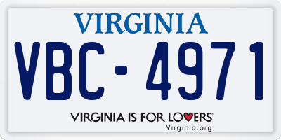 VA license plate VBC4971
