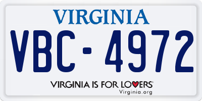 VA license plate VBC4972