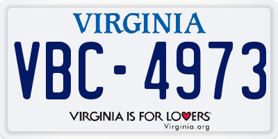 VA license plate VBC4973