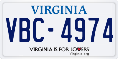 VA license plate VBC4974