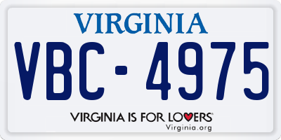 VA license plate VBC4975