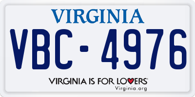 VA license plate VBC4976