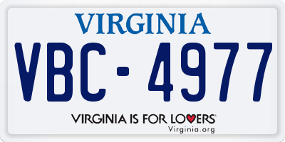 VA license plate VBC4977