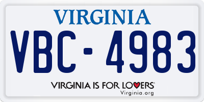VA license plate VBC4983