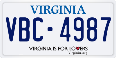 VA license plate VBC4987