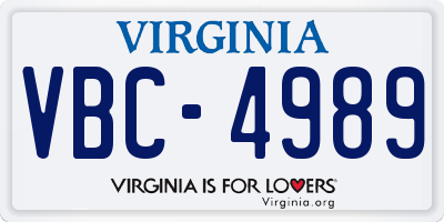 VA license plate VBC4989