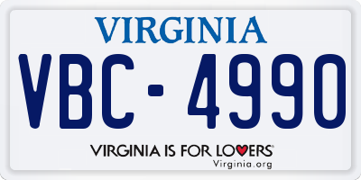 VA license plate VBC4990