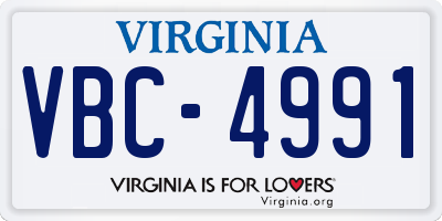 VA license plate VBC4991