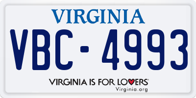 VA license plate VBC4993