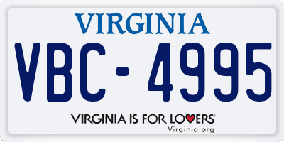 VA license plate VBC4995