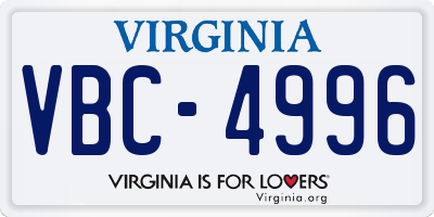 VA license plate VBC4996