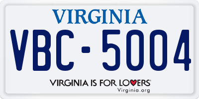 VA license plate VBC5004