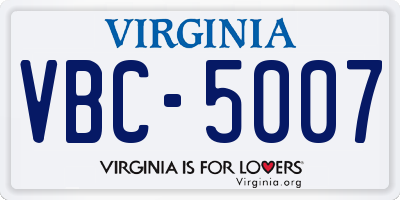 VA license plate VBC5007