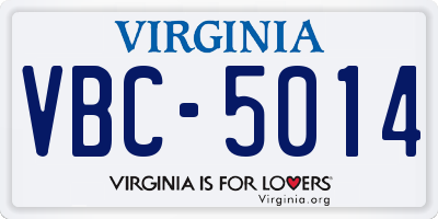VA license plate VBC5014