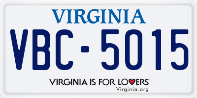 VA license plate VBC5015