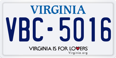 VA license plate VBC5016