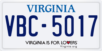 VA license plate VBC5017
