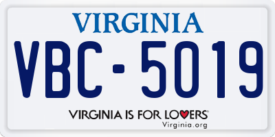 VA license plate VBC5019