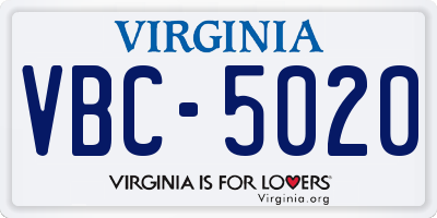 VA license plate VBC5020