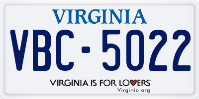 VA license plate VBC5022