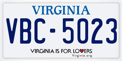 VA license plate VBC5023