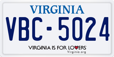 VA license plate VBC5024