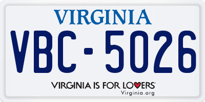 VA license plate VBC5026