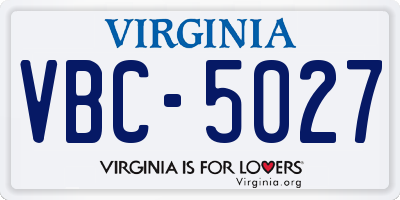 VA license plate VBC5027
