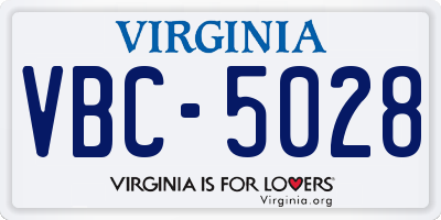 VA license plate VBC5028