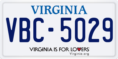 VA license plate VBC5029