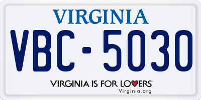 VA license plate VBC5030