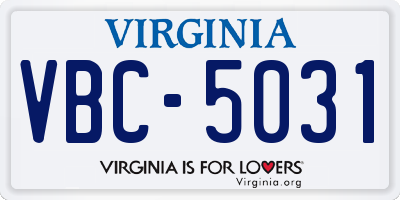 VA license plate VBC5031
