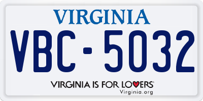 VA license plate VBC5032