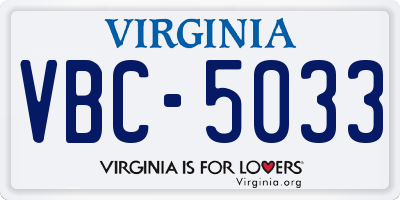 VA license plate VBC5033