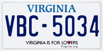 VA license plate VBC5034