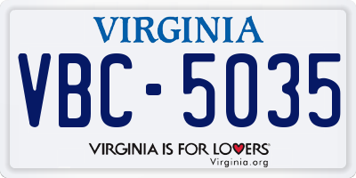 VA license plate VBC5035