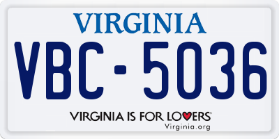 VA license plate VBC5036