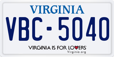 VA license plate VBC5040
