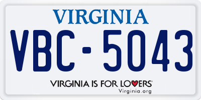VA license plate VBC5043