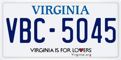 VA license plate VBC5045