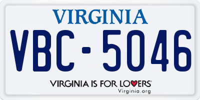 VA license plate VBC5046