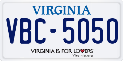 VA license plate VBC5050