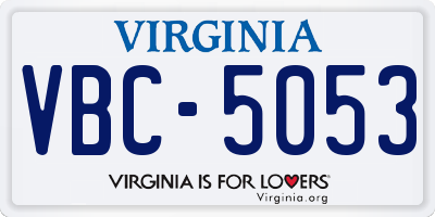 VA license plate VBC5053