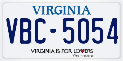 VA license plate VBC5054