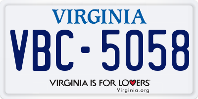 VA license plate VBC5058