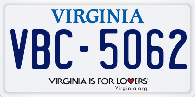 VA license plate VBC5062