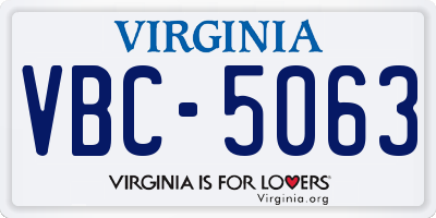 VA license plate VBC5063