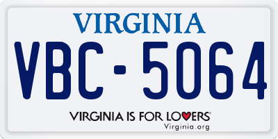 VA license plate VBC5064